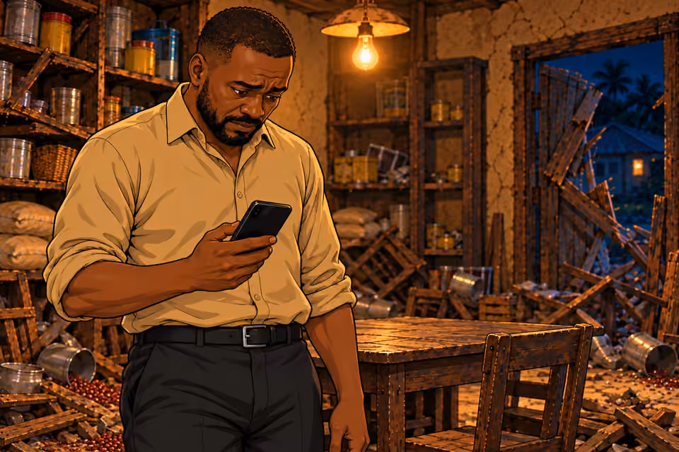 Hassan takes the confiscated phone from his pocket.
