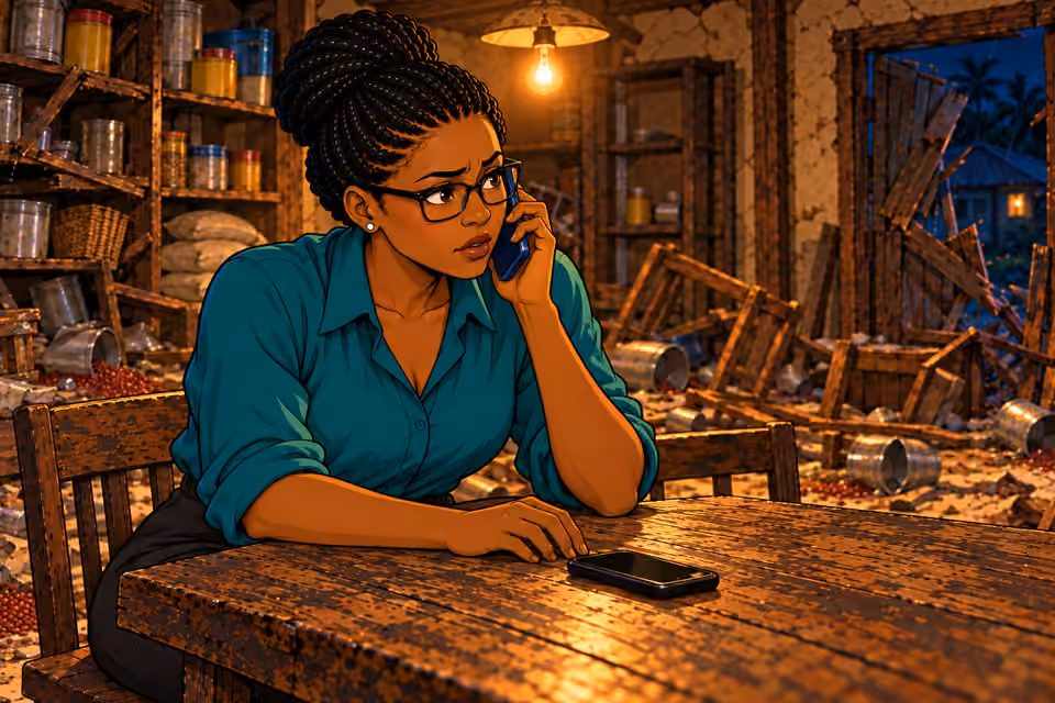 Dede hears Emeka’s familiar voice on the phone.