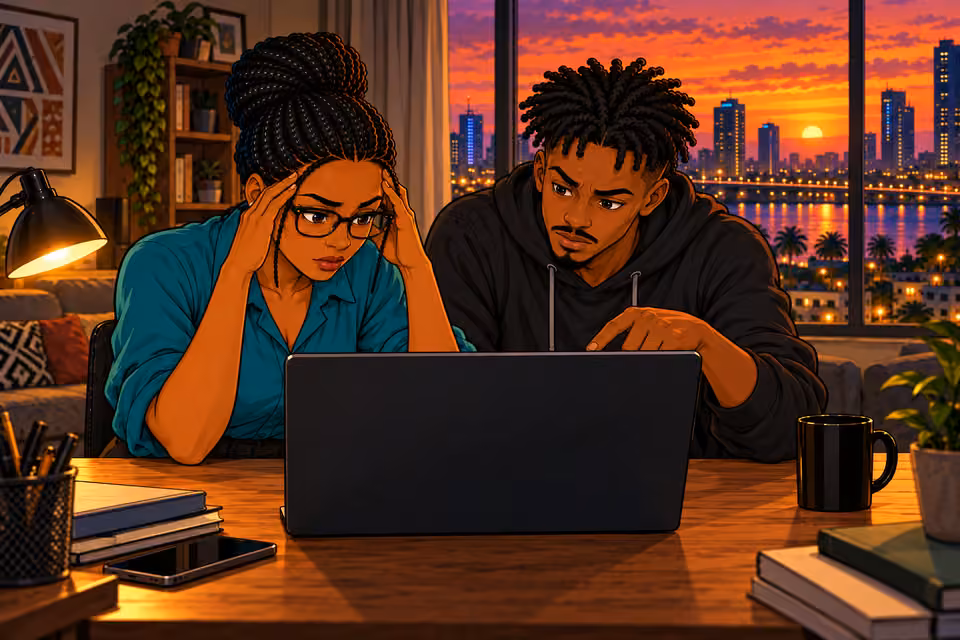 Dede and Emeka search unsuccessfully for her father.