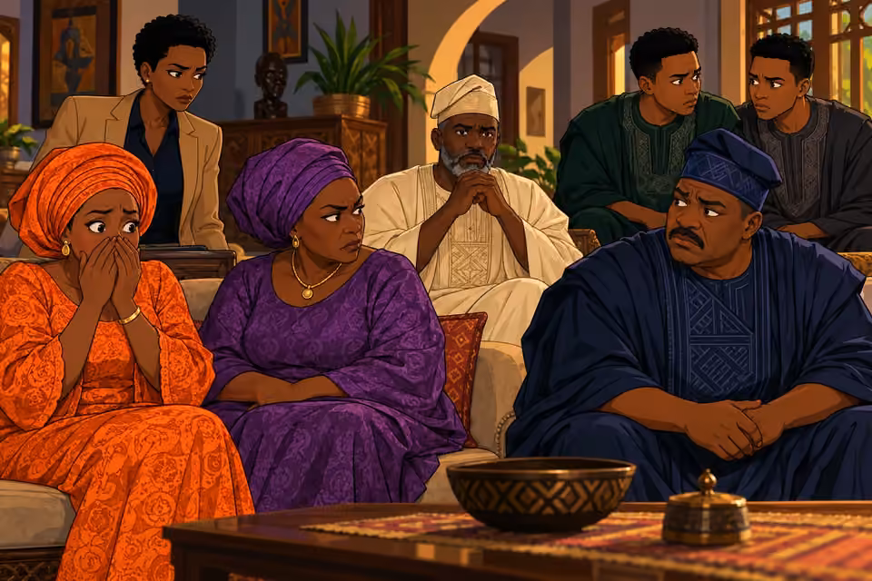 The siblings react with shock and suspicion to Adegoke's announcement.