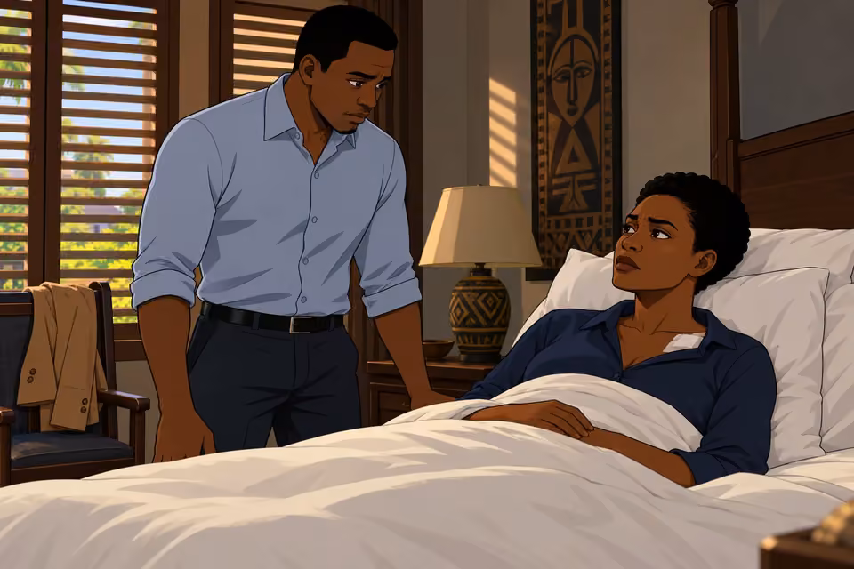 Adegoke wakes in a guest room with Bode standing anxiously at her bedside.