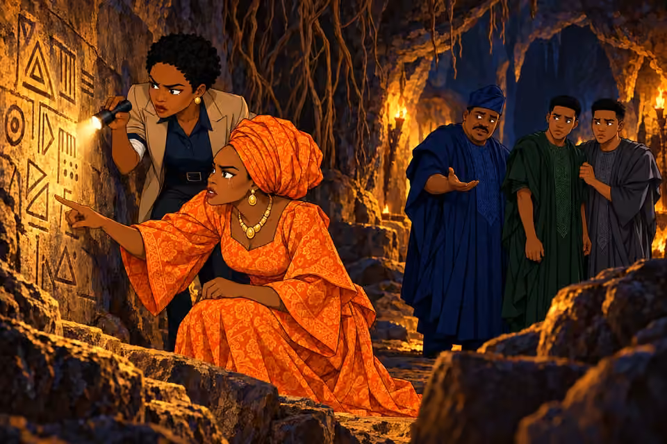 Adegoke and Moji examine clues while Deji quietly influences the twins.