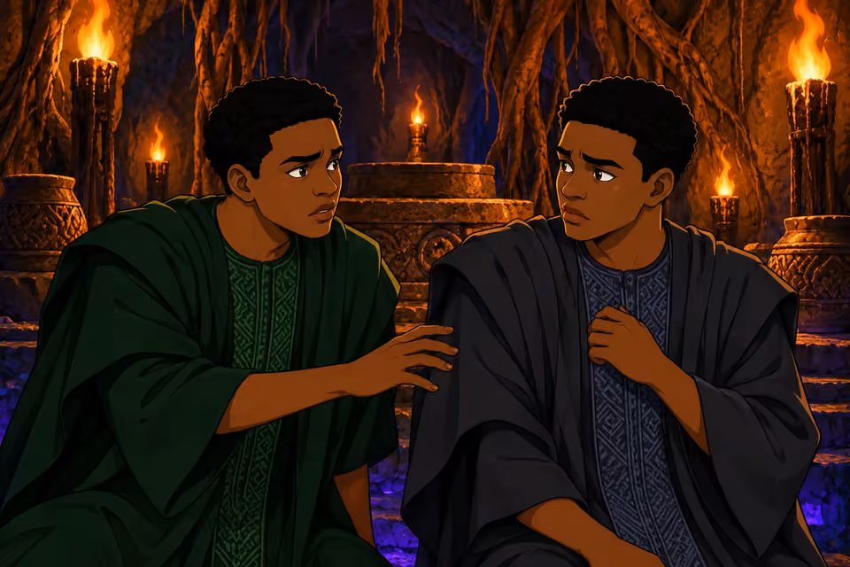 The twins look at each other as doubt unsettles their loyalty.