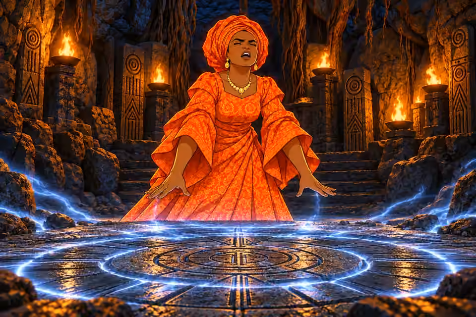 Moji completes the ritual as the light recedes and the cavern falls quiet.