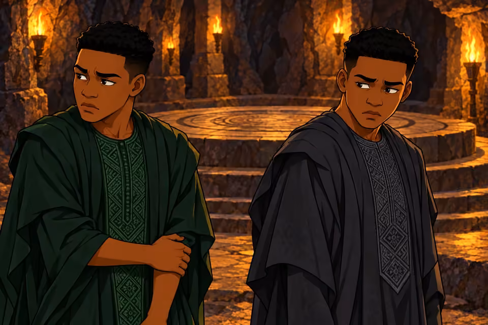 The twins remain uneasy after the counter-ritual succeeds.