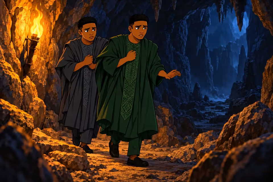 One twin steps forward to confess their fear while the other listens.