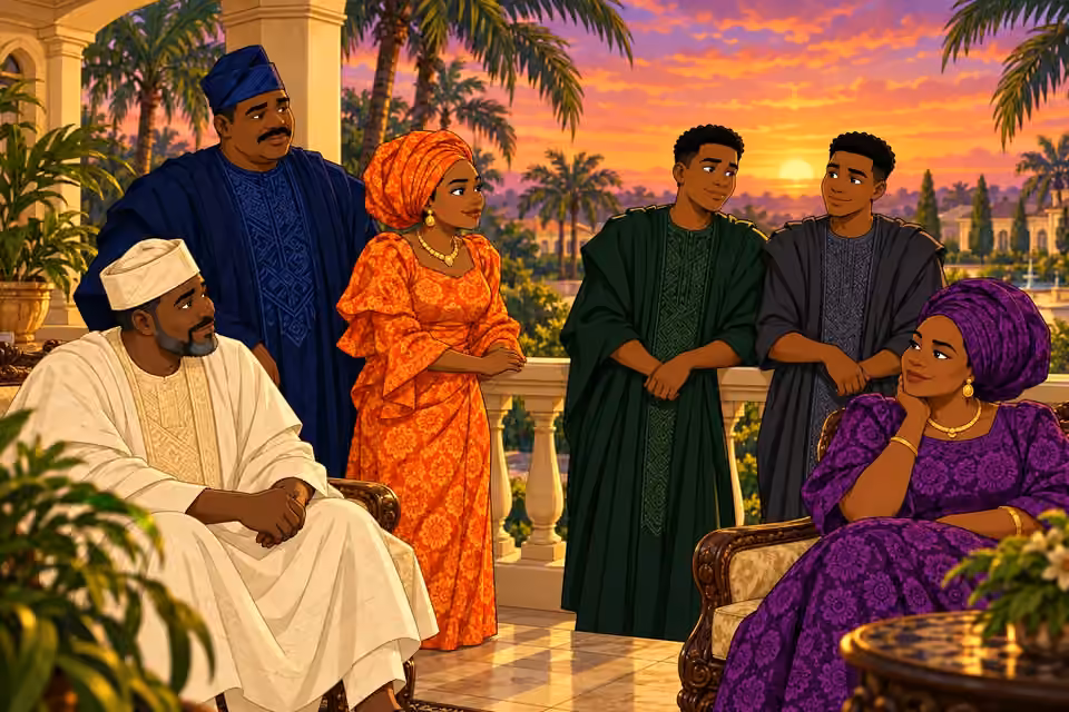 The six siblings share a peaceful sunset at Ile Oni.