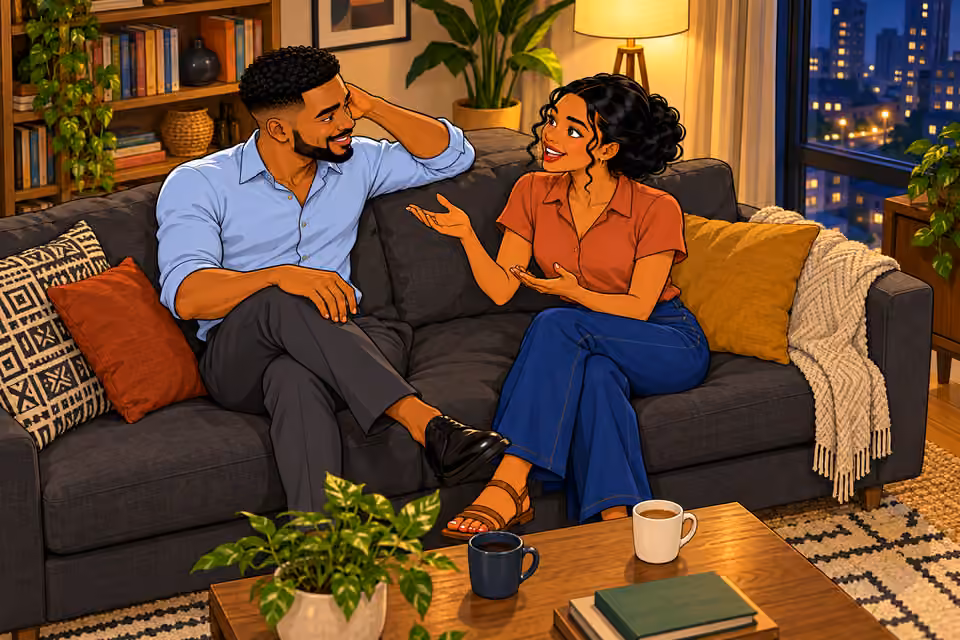 Na’ibi and Amara spend their evenings discussing their hopes.
