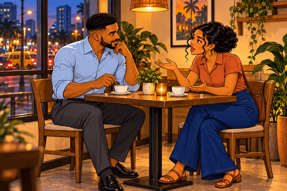 At a quiet café, Amara asks him to expose corruption.