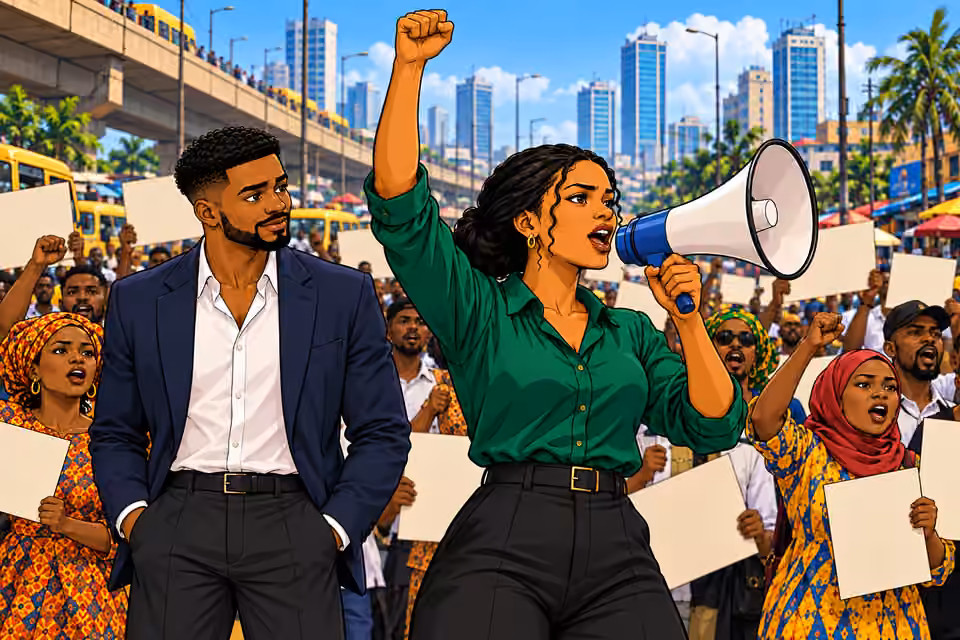 Amara returns to leading the protest.