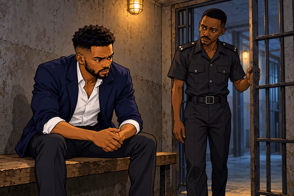 In the police cell, Naibi meets the conflicted officer Aondo.