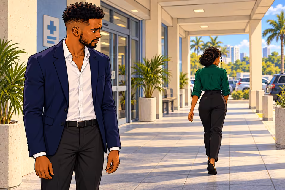 Amara leaves Naibi standing alone outside the hospital.
