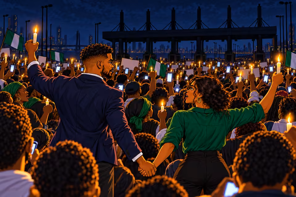 The toll-gate lights go out, but the protesters continue by phone and candlelight.
