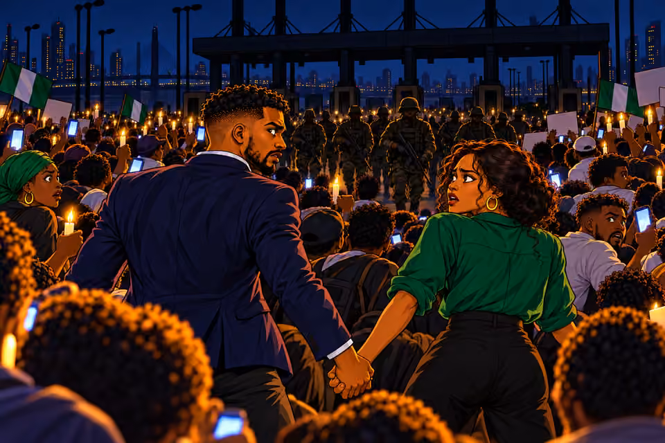 Naibi and Amara tighten their grip as armed soldiers emerge from the darkness.