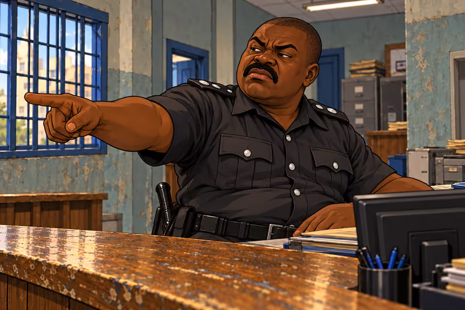 The officer sneers and orders the friends to leave.