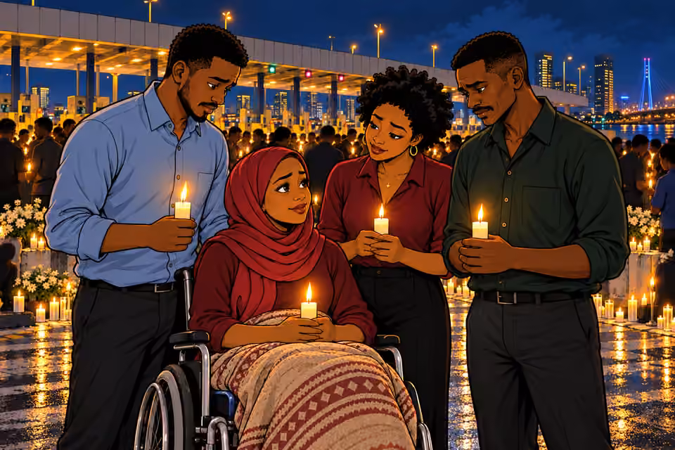 As the vigil ends, the four friends gather in a close circle.