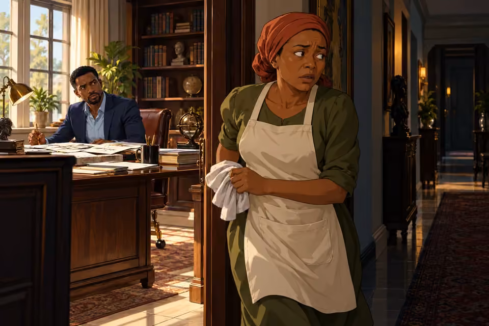 Timi notices the housekeeper's nervous movements and guarded glances.