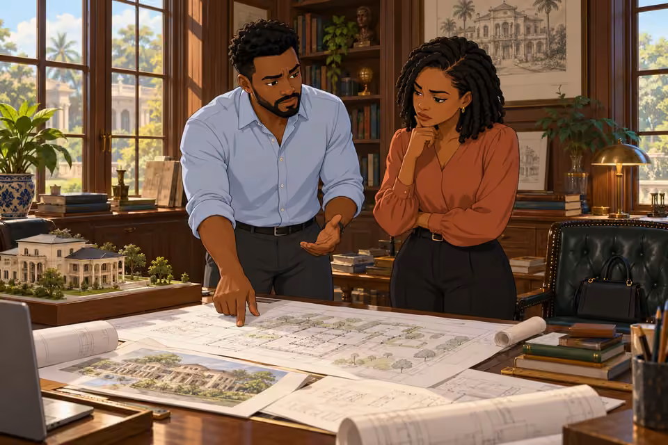 Timi explains the project and his concerns to Kemi.