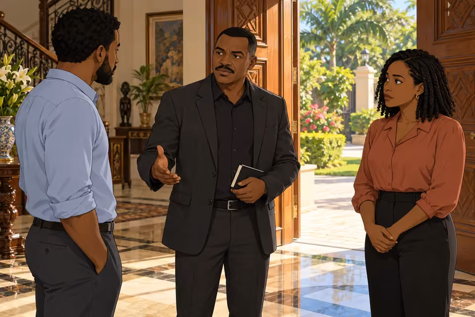 Inspector Wale introduces himself to Timi and Kemi.