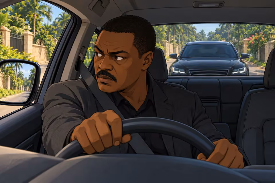 Wale notices a dark car following him away from the estate.