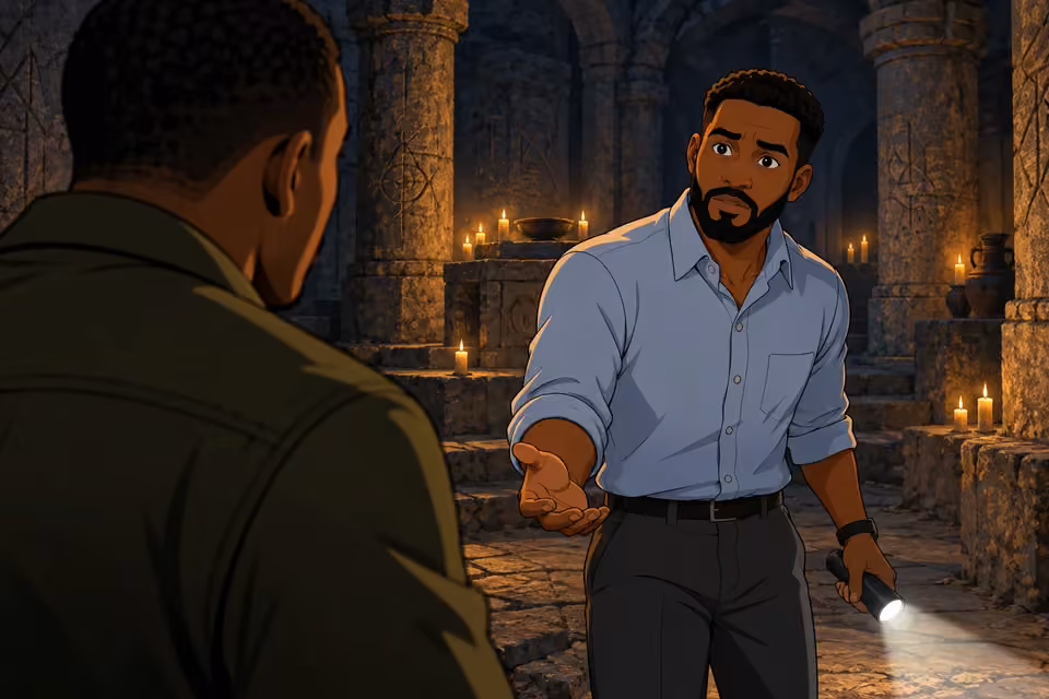 Timi asks Dayo what he knows about the cult.