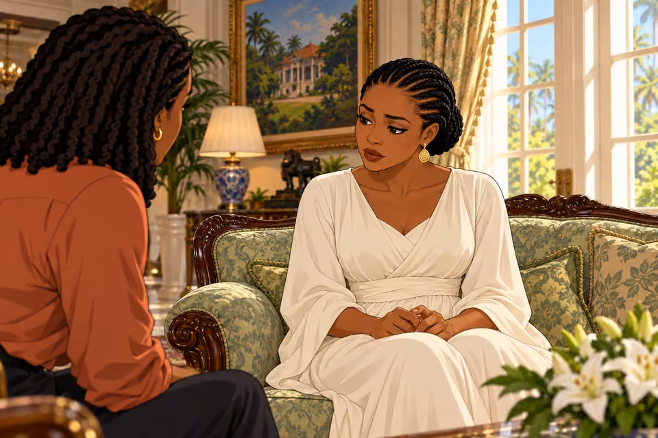 A trace of regret crosses Adaeze's face as she answers Kemi.