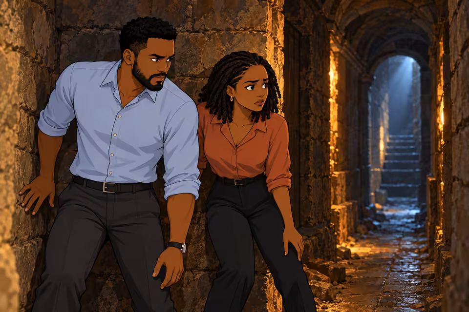 Timi and Kemi pause to plan their next move.