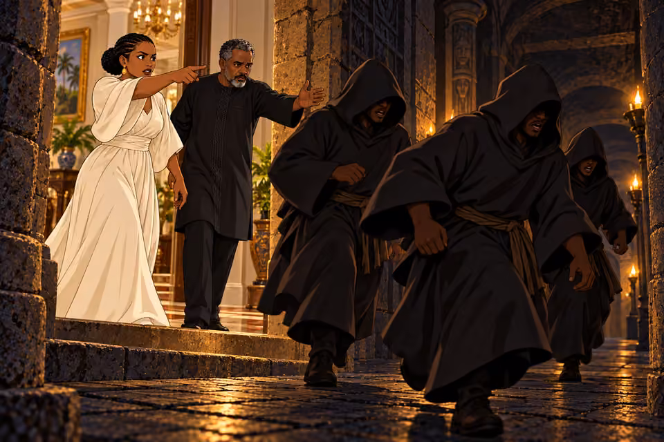 Adaeze and Chidi send cult members into the passages.