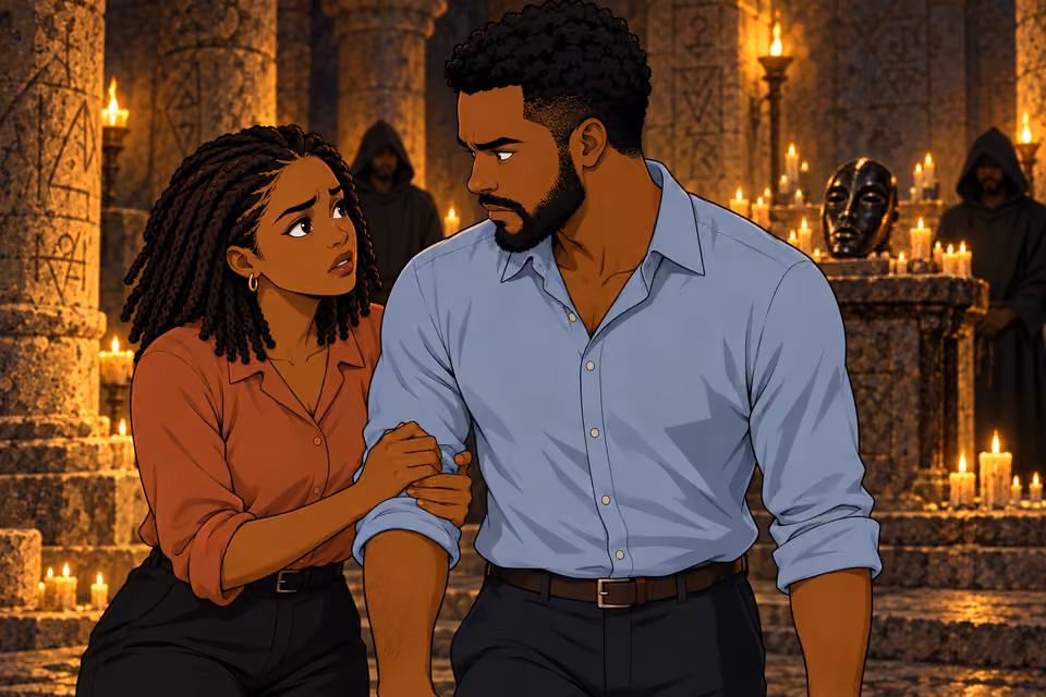 Kemi grips Timi’s arm in fear.
