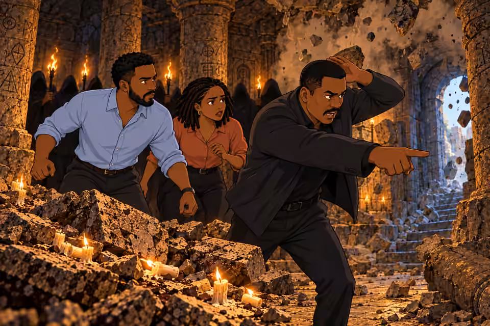 Wale calls for everyone to escape the collapsing chamber.