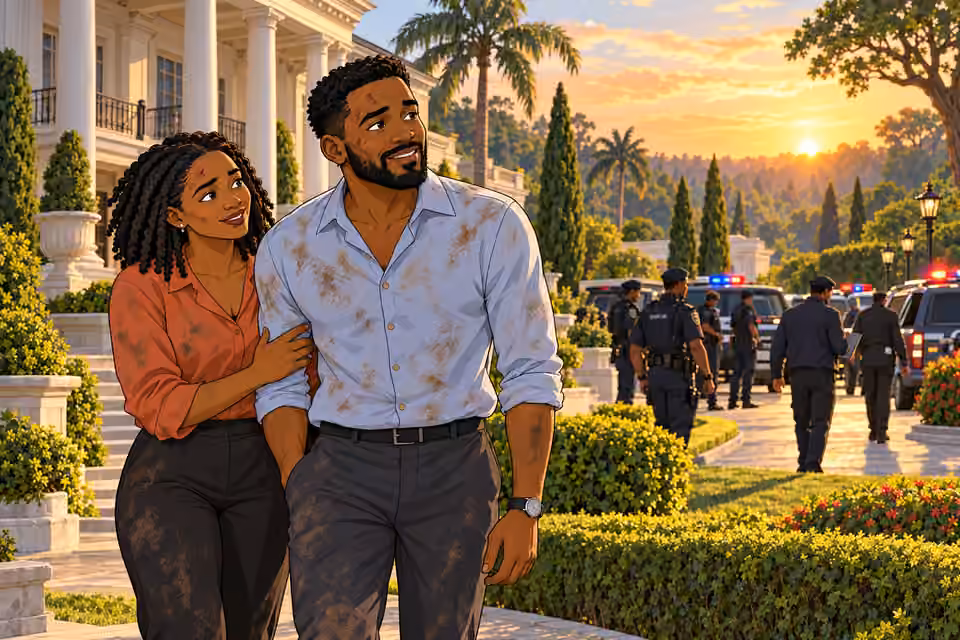 Timi and Kemi watch the investigation with exhausted relief.