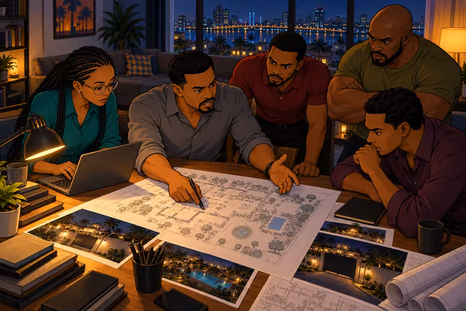 The core team continues strategizing late into the night.