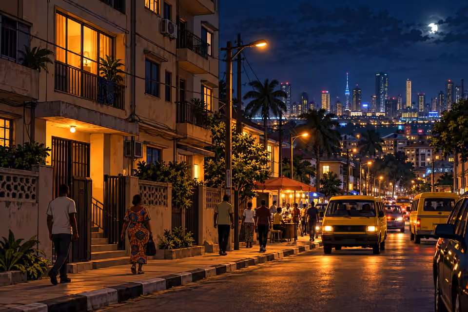 Lagos carries on outside the apartment.