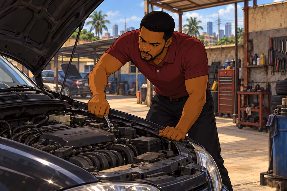 Tunde prepares the vehicle during the following days.