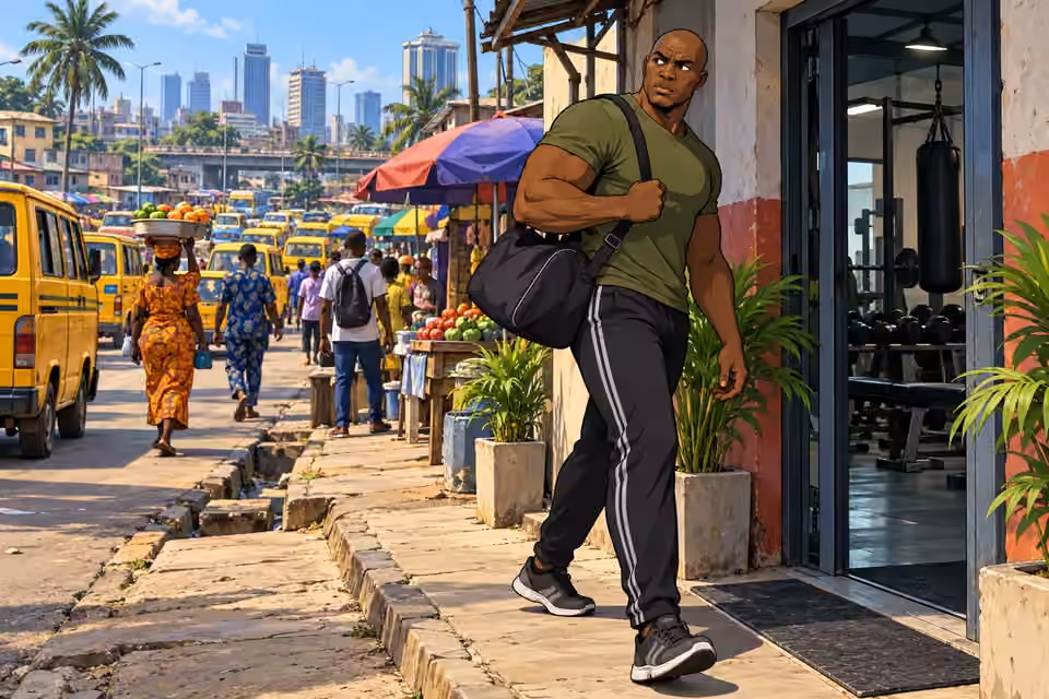 Musa approaches the gym with an uneasy glance behind him.