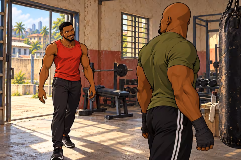 Musa turns and recognizes his former rival Kola.