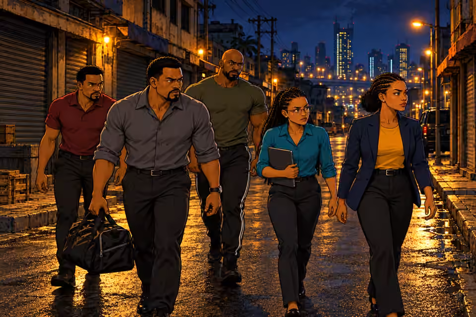 The team disappears into the Lagos streets.