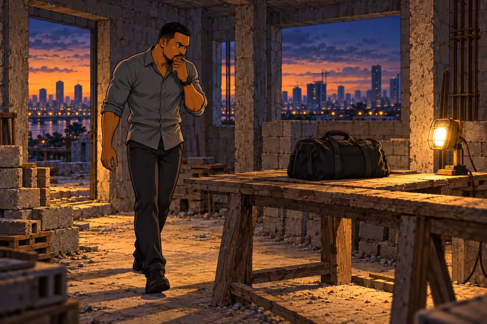 Kunle paces as he considers the next move.