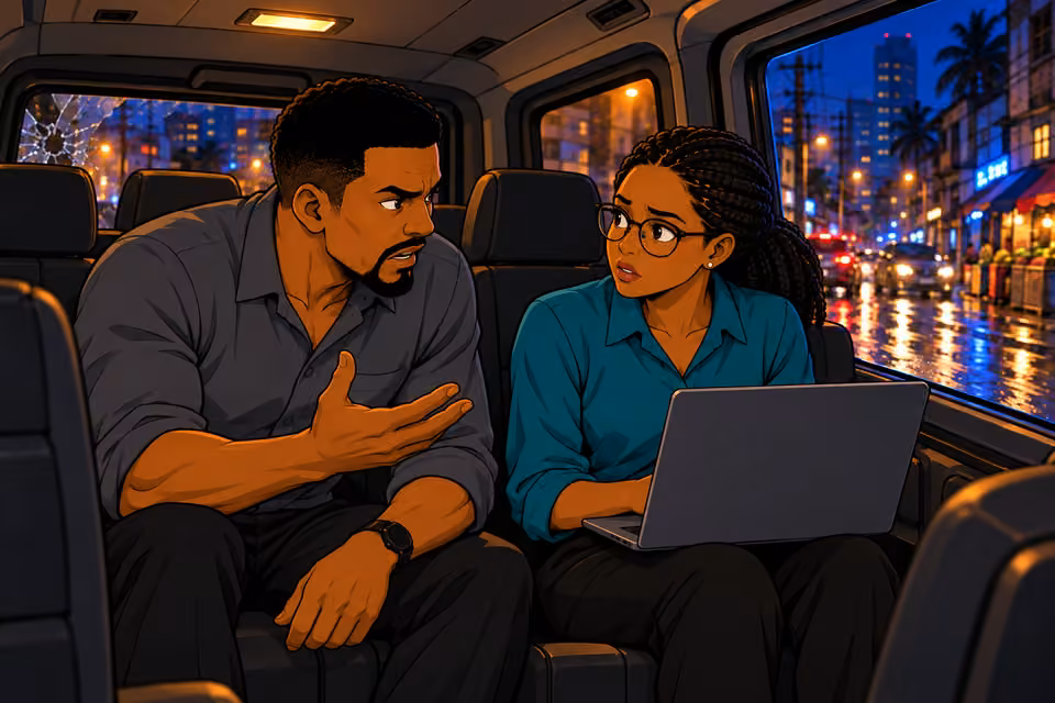 Kunle asks Amina to stop the pursuing car.