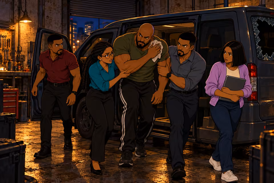 The team helps Musa out at the hidden garage.