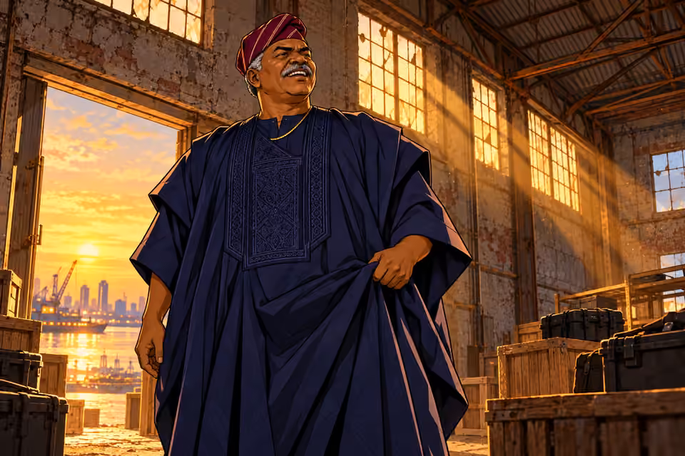 Olumide laughs at Kunle.