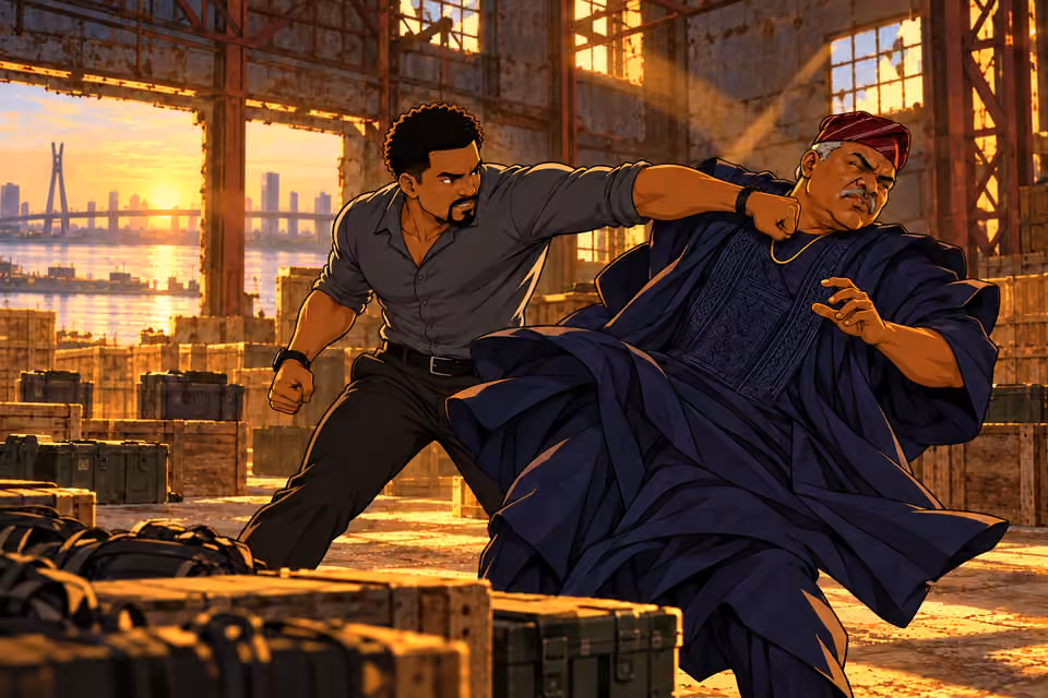Kunle strikes Olumide.