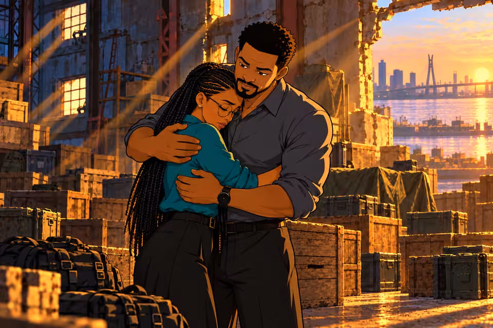 Kunle embraces his sister.