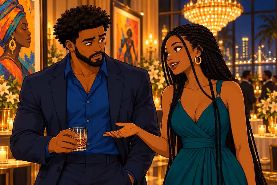 Amara questions Shina’s reliance on the glass in his hand.