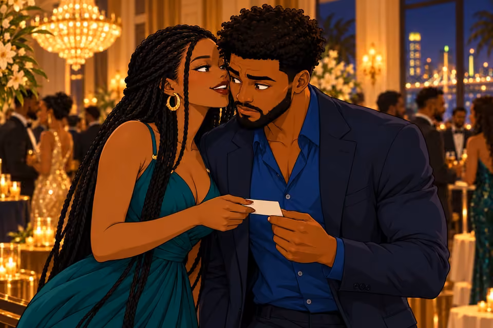 Amara slips Shina her number and leans close to whisper.