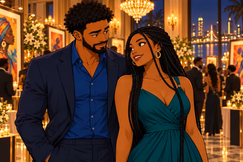 Shina and Amara share a hopeful look as the gala resumes around them.