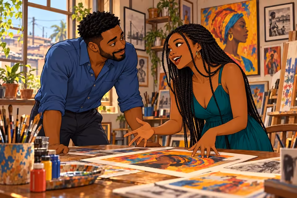 Shina visits Amara’s studio, drawn to her independent creative spirit.