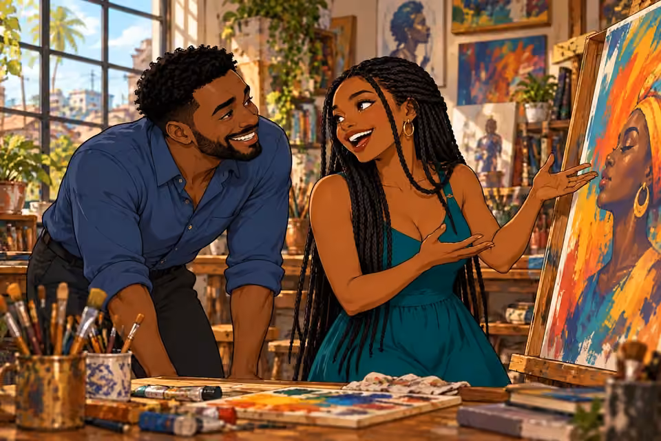 Shina laughs freely in Amara’s lively studio.
