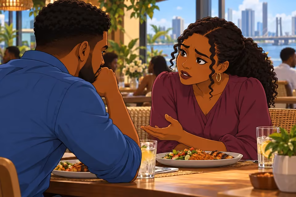 Over lunch, Halima warns Shina about his family’s influence.