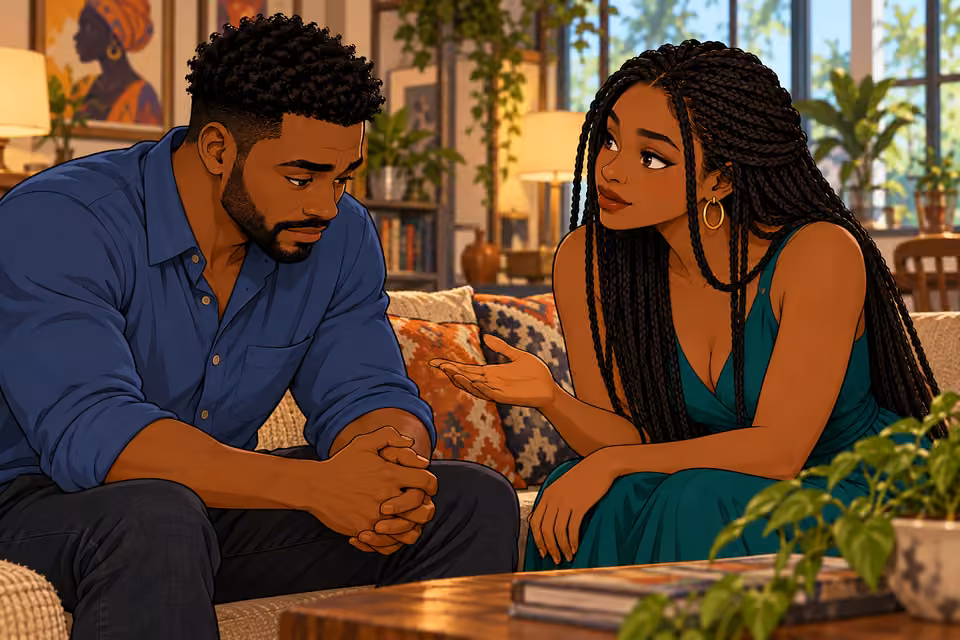 Amara urges Shina to face the pain behind his destructive habits.